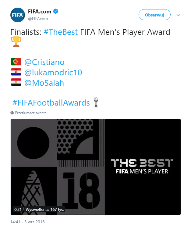 NOMINACJE do FIFA The Best